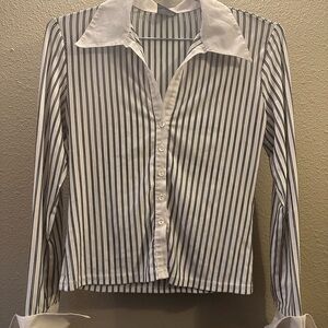 Chic Striped Button-Down Shirt for Women